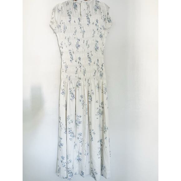 Reformation Kiria Midi Dress 10 Cream Floral Smocked Fairy Boho Cottagecore - Picture 3 of 12